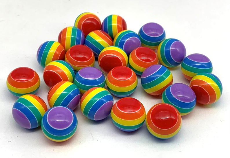 17mm Vibrant Rainbow Player Game Marbles 11/16 Mix of 7 Colors in Stunning Bold Stripes Choice of Amount Games Crafts Art Jewelry Pack of 25