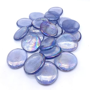 1.18&quot; to 1.5&quot; Diamond Crystal Lilac Round Flat Large Iridescent Glass Gems Net Bag Mega Marbles Vacor Art Crafts Mosaic