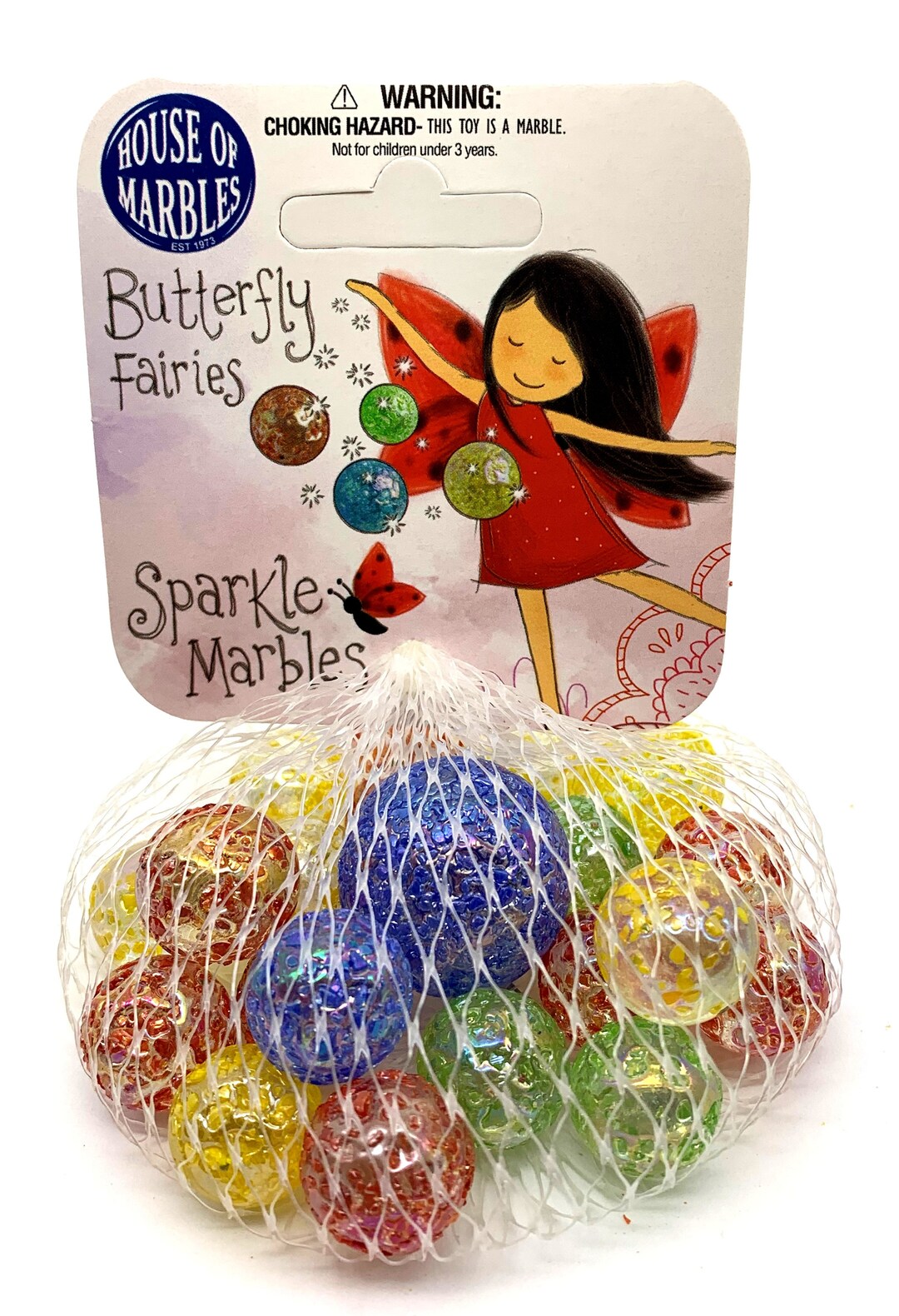 NEW for 2022! Net Bag 21 Butterfly Fairies Glass House of Marbles Clear ...