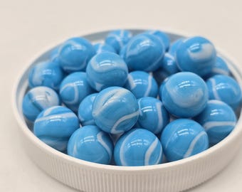 NEW FOR 2025! 16mm Air Marble ~5/8" Glass Players Pack of 5, 25, or 100 Light Blue with White Swirls Vacor Science Theme Nature Breathe