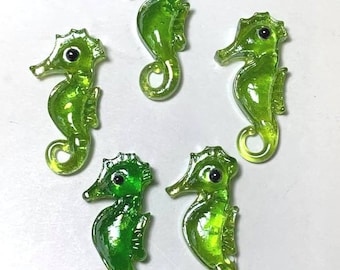 Mini "Green Seahorse" Glass Figurines Pk 5 or 16 Miniature Festive Shapes for Arts & Crafts, Decor, Party Favor, Gifts and More! Retired!
