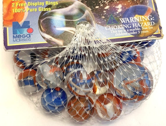 Cracker Jack Collector Series Net Bag Blue Header 25 Glass Marbles
