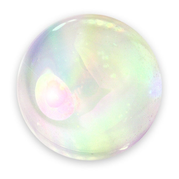 35mm Iridescent Clear Soap Bubble 1.4 Inch Giant Glass Marble w Stand - Oily Marble Rainbow Surface - Vacor Decorating Games Crafts Art Work