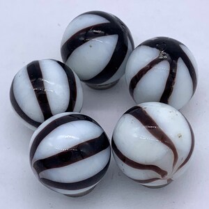 16mm Black Stripe Fire Painted Handmade Glass Game Player Marbles Pack of 5 Great for Game Sets Party Favors Gifts Crafts