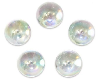 14mm "Soap Bubble" Iridescent Oily Clear Glass Player Marbles (7/16th") Rainbow Surface Choice of Quantity Packs of 5, 25, 100 or 250 Games