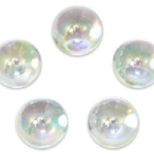 14mm "Soap Bubble" Iridescent Oily Clear Glass Player Marbles (7/16th") Rainbow Surface Choice of Quantity Packs of 5, 25, 100 or 250 Games