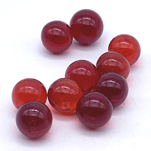 11mm "Crystal Red" Pk 10 Small Glass Mini Mega Marbles (7/16 inch) Glistening Translucent Ruby Red Early Edition 2000 Arts & Crafts, Decor