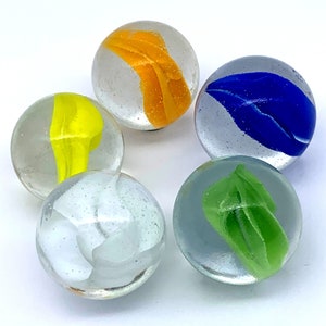 25mm Cat&#39;s Eye Marbles (1&quot;) 2004-2006 Mega Marbles Glass Shooters Pk 5 Assorted Colors- Blue Green White Yellow Orange or Same Color Vacor