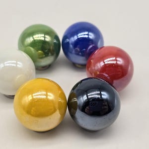 22mm Pearly Glossy Glass Shooter Marbles Assortment of 6 or 30 - 6 Colors Red Black Yellow Green White Blue Games Décor Yard Art Crafts