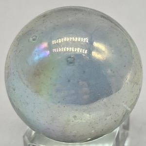 35mm Iridescent Clear Soap Bubble 1.4 Inch Giant Glass Marble w Stand - Oily Marble Rainbow Surface - Vacor Decorating Games Crafts Art Work