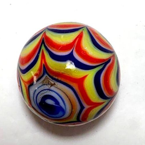 25mm BLUE RIALTO Handmade art glass pattern design Marbles ball Large 1" SHOOTER 