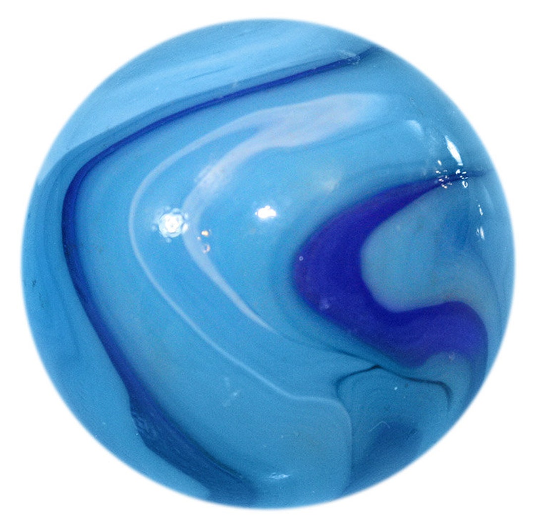 35mm Ice 1.4 Giant Glass Marble W Stand Cool, Pale Blue Glass W White