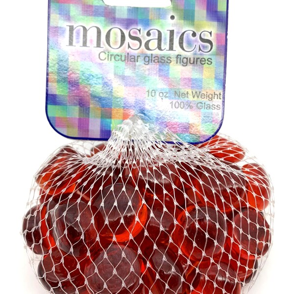 3/4" Blood Orange Round Transparent Flat Glass Gems Mega Marbles Vacor Net Bags Art Crafts Mosaic