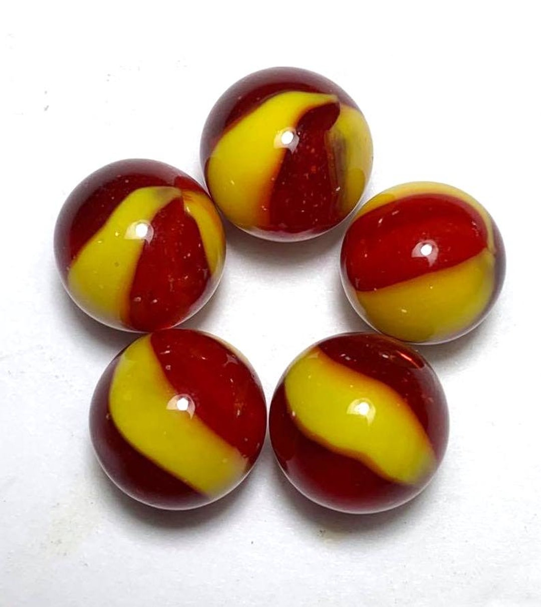 Red Devil II 16mm Glass Player Marbles Pack of 5 Transparent