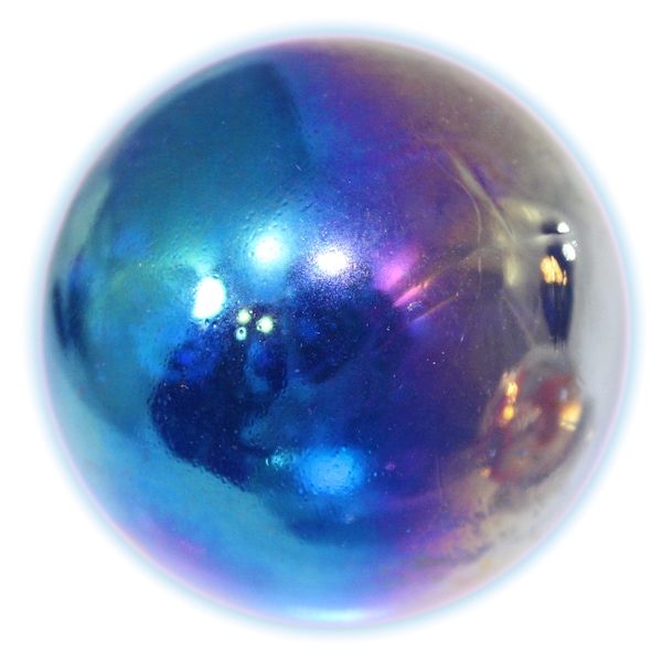 SALE! 35mm Lustered Blue Chrome 1.4" Giant Glass Marble w Stand -Blue Iridescent Reflective Surface - Vacor Decorating Games Crafts Art Work
