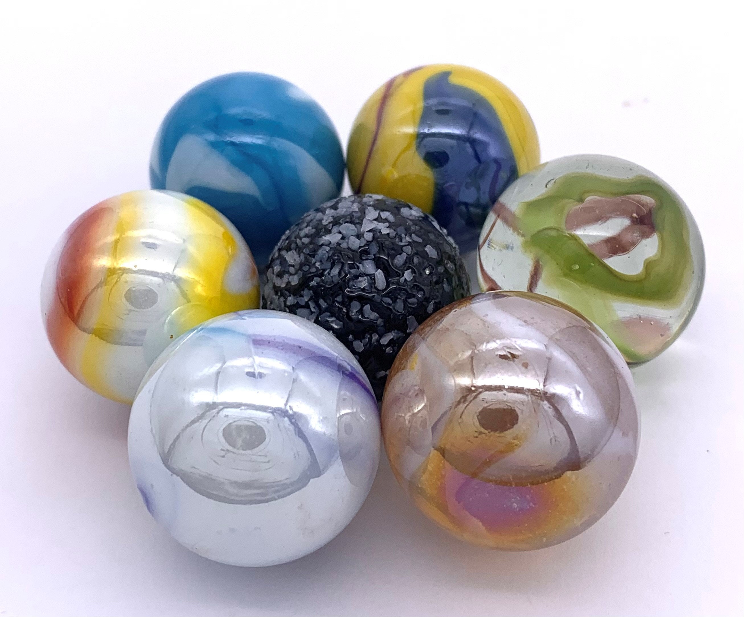 New for 2023! Pack of 7 Styles 25mm (1") Marbles Glass Shooters Vacor ...