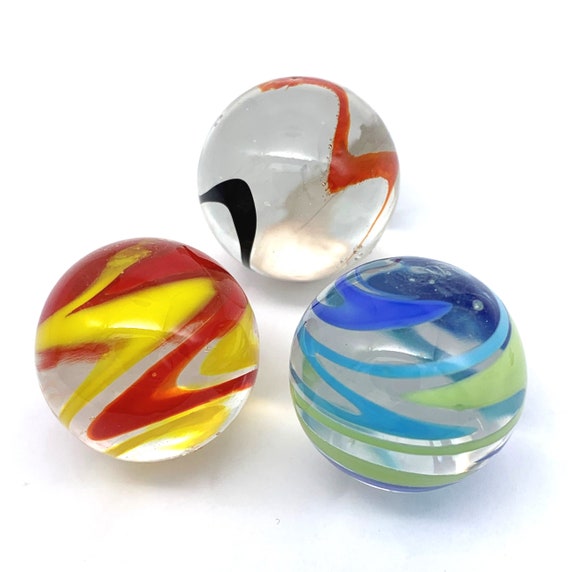 25mm Flashlight Art Glass Shooter Marbles Set of 3 Different Colors W  Lightning Bolt Design Zig Zag Swirls Decor Games Crafts - Etsy Israel