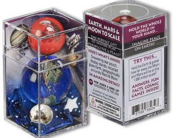 Earth, Mars & Moon to Scale Marbles - Boxed Set - Geographically Accurate Hand Applied Art Great for Party Favors Decor Arts Crafts Jewelry