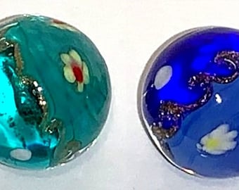 New for 2020 Tahiti Wave 22mm Handmade Art Glass Marbles w Stands (7/8 inch) - Your Choice of 1 Marble of Either Style or a Set of Both