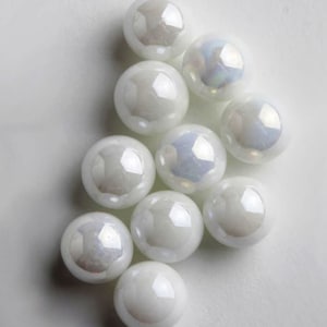 14mm "White Pearly" Bulk Pack of 50 or 100 Player Glass Marbles (.55 inch) - Your Choice - Iridescent Opalescent White Glass Crafts Decor