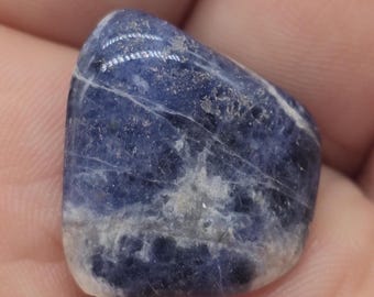 Polished Blue Sodalite Crystal Stone <1" - Pocket Size Tumbled Gemstone for Healing, Meditation, Jewelry Making, Crystal Collection White