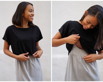 MANIA TOP Short Sleeve for Mix & Match Nursing Dresses in Black
