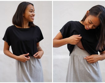 MANIA TOP Manches Courtes pour Robes d’Allaitement Mix & Match en Noir