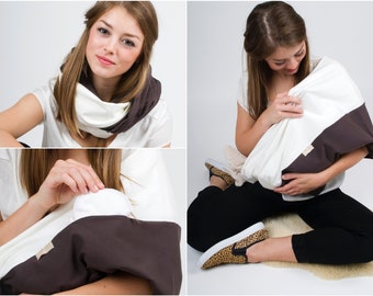 Super SALE - MANIA nursing scarf Milchcafe - nursing scarf nursing cloth with insert for nursing pad - only in size. L/XL