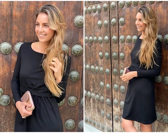 MANIA élégante robe d’allaitement MixMatch noir