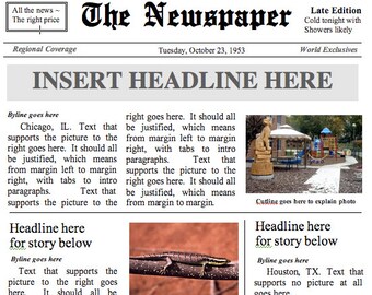 newspaper etsy 1940s newspaper template