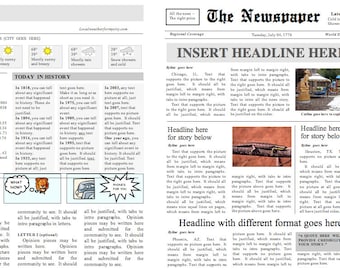 two page family times newspaper template instant download to etsy newspaper template to download