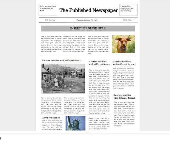 Google Doc Newspaper Template Etsy