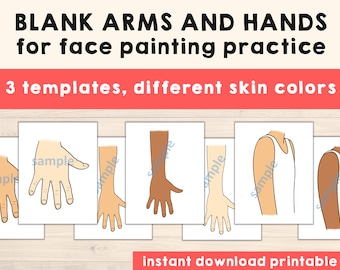 Face Paint Blank Arm Templates - Pack of 9 Arm Template Printable - Digital Download