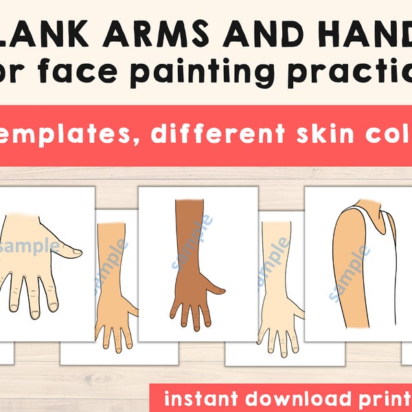 Face Paint Blank Arm Templates - Pack of 9 Arm Template Imprimable - Téléchargement numérique