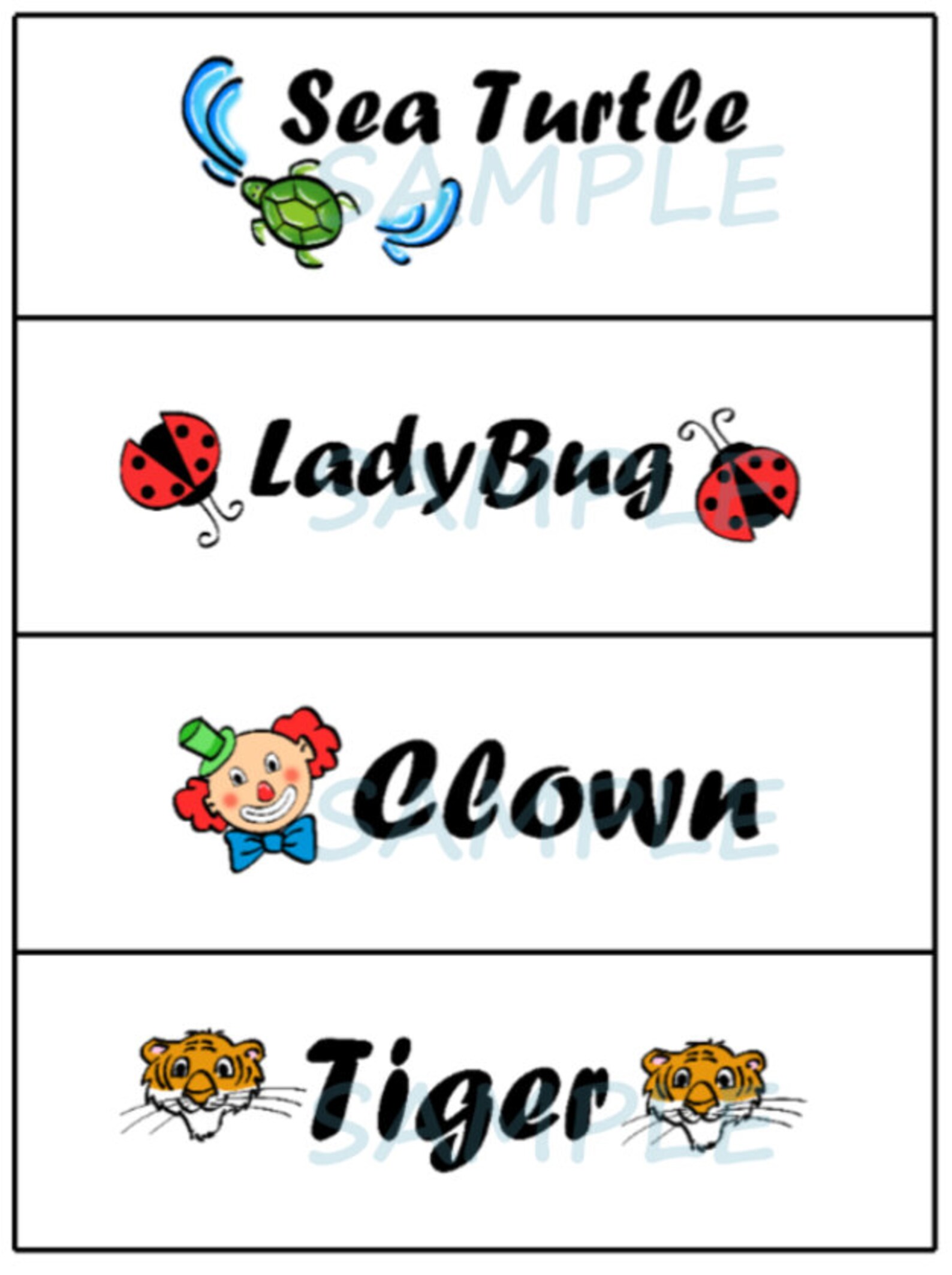 Face Paint Menu Word Board 20 Popular Designs Face Painting Choice Menu Cartoons Digital