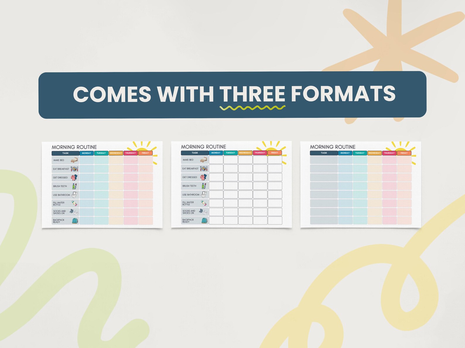 Editable Kids Morning Routine Chart | Visual Schedule Printable (canva ...