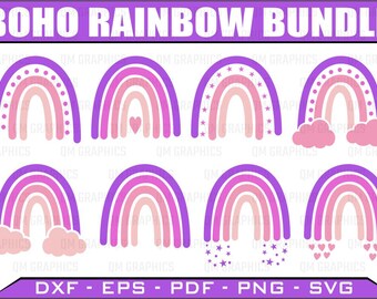 ボヘミアンベビーレインボーSVG、ボヘミアンレインボーSVGバンドル、ボヘミアンレインボーSVG、パステルレインボーSVG、レインボーSVG、レインボークリップアート、レインボーシルエット