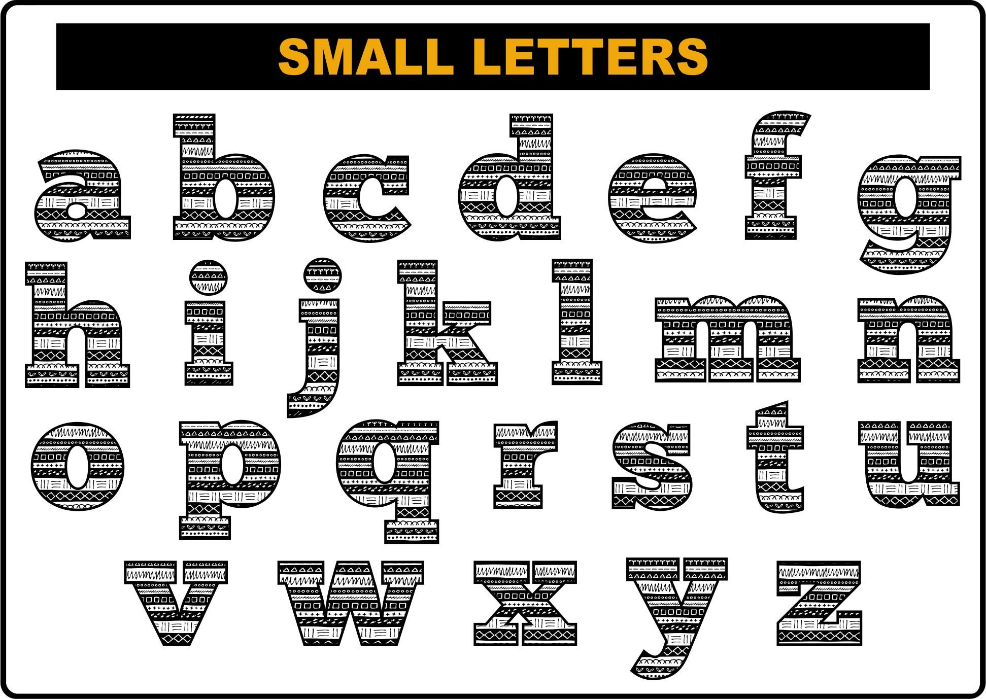 Tribal Pattern Alphabet Letters, Seamless Tribal, SVG Alphabet
