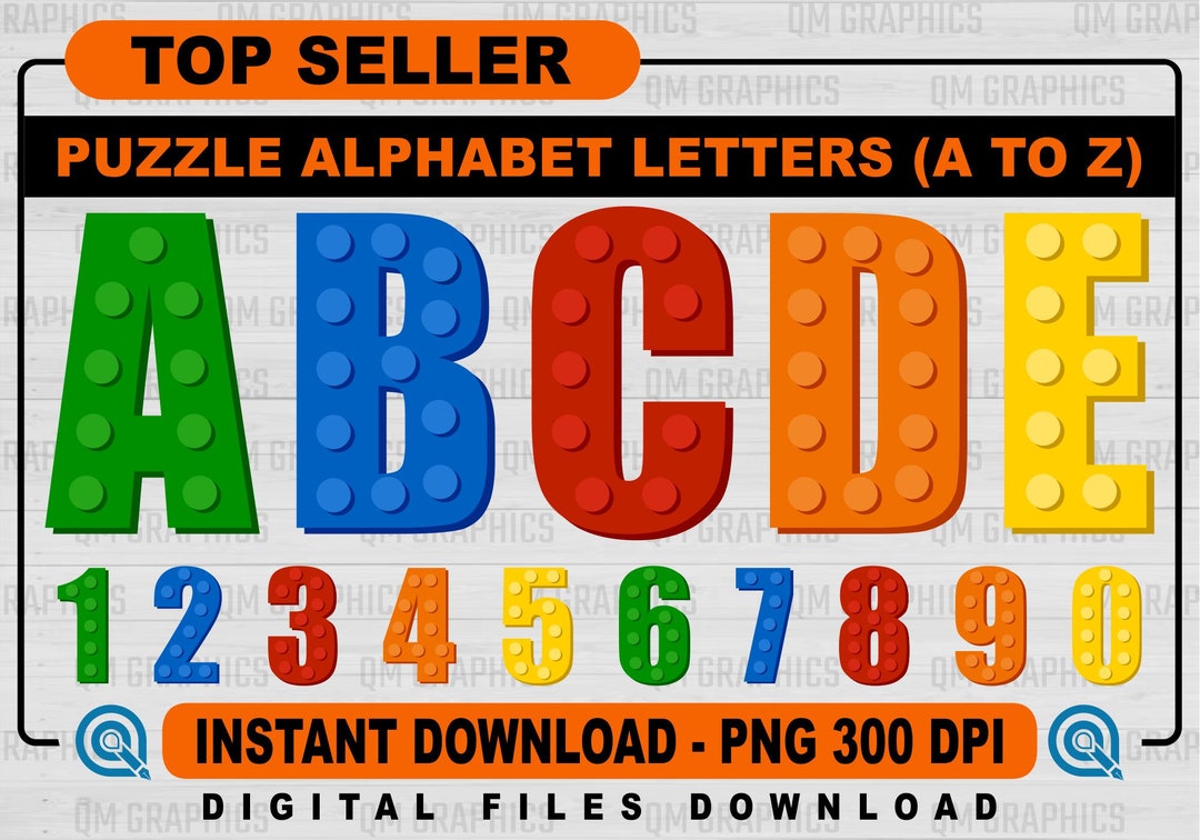 PUZZLE Alphabet Letter Pack, A to Z Letters, Puzzles, Instant Download