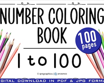 100 Printable Numbers Coloring Pages, Coloring Page, Preschool Activities, Prek Worksheets, Homeschool Printable, Preschool Sheets