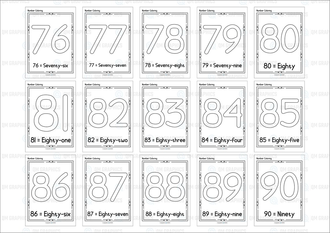 100 Printable Numbers Coloring Pages Coloring Page Preschool - Etsy