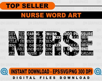Nurse Word Art - Nurse Cut File - Nurse svg - eps - svg - png Cut File - Silhouette - Cricut File - Digital Download
