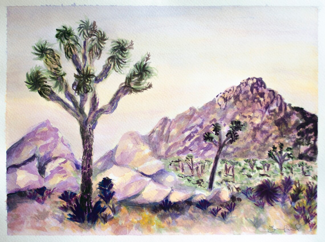 Joshua Tree National Park Painting Art Print Decor Poster, Nature