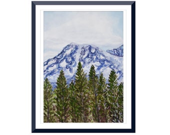 Mt Rainier National Park Painting Art Print Decor Poster, Nature Mountain Art Decor, Original Art Special Gift, Mt Tacoma Art Erica Prasad