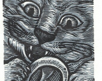 Vincent's Cat - Chiaroscuro Woodcut Print