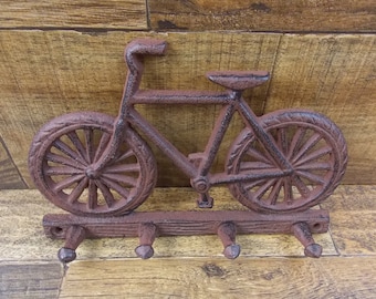 bike bicycle rustic 7.75 Wide keys Vintage Style Cast Iron Bike Hook