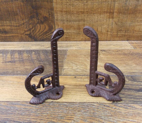 4 Antique Style Rustic Cast Iron Victorian Eastlake School Coat Hooks Hardware