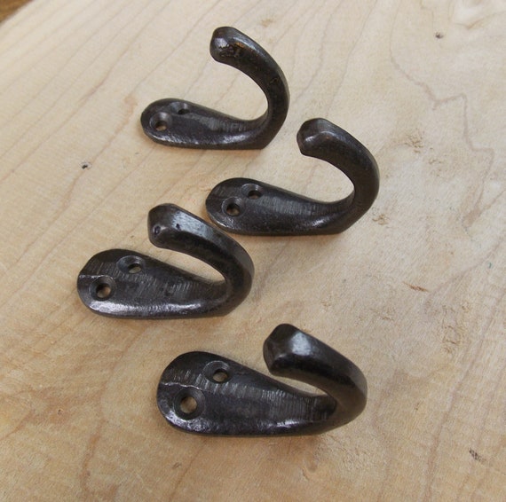 Lot 2 Antique-Style Very Small 1.5/" Cast Iron Cup Robe Coat Hook Hat Jewelry
