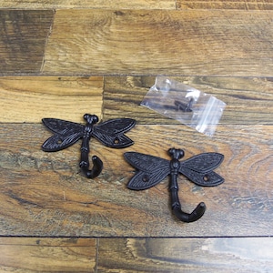 Lightweight Metal 4.25&quot; x 3.25&quot; Black Dragonfly Coat Hook Hat Hook Towel Hook Hardware