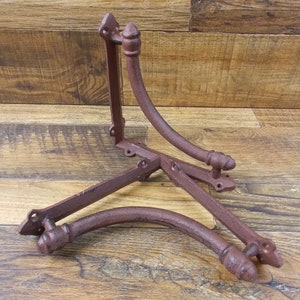 Set of 2 Vintage Look 7&quot; x 7&quot; Cast Iron Tubular Arch Design Shelf Brackets Shelving Braces Hardware